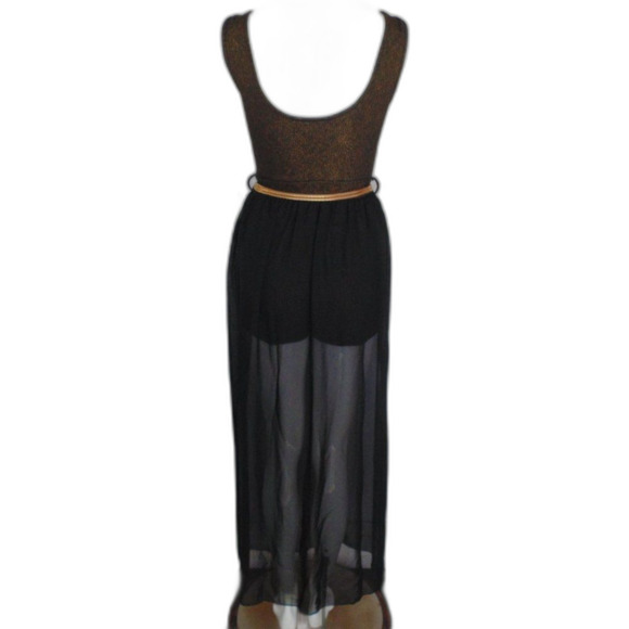 new MADRAG Romper, S, Bronze/Black mesh skirt, Sleeveless, Shorts, Metal Belt - Picture 9 of 14